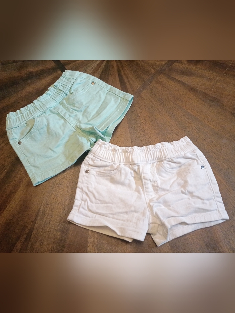 Falls Creek Kids Toddler Girls Shorts 2T Bundle White & Mint Green Pull-On Elast